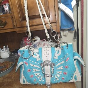 Blue and Pink Butterly Purse